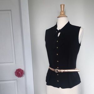 Anne Klein sleeveless button up black top